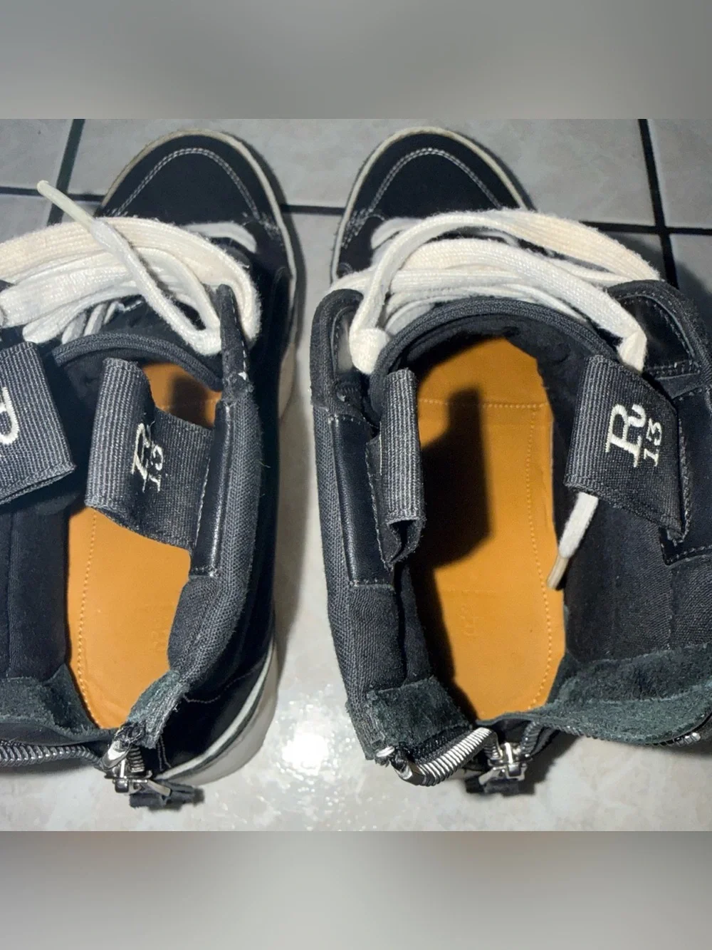 R13 limited edition double stacked high top sneakers